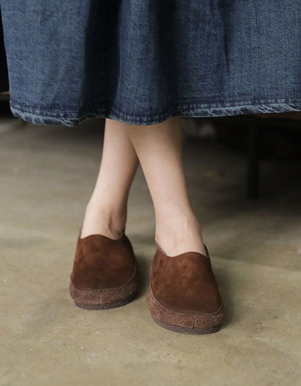 Chaussures Plates À Enfiler Rétro En Cuir Confortables Pour Femmes