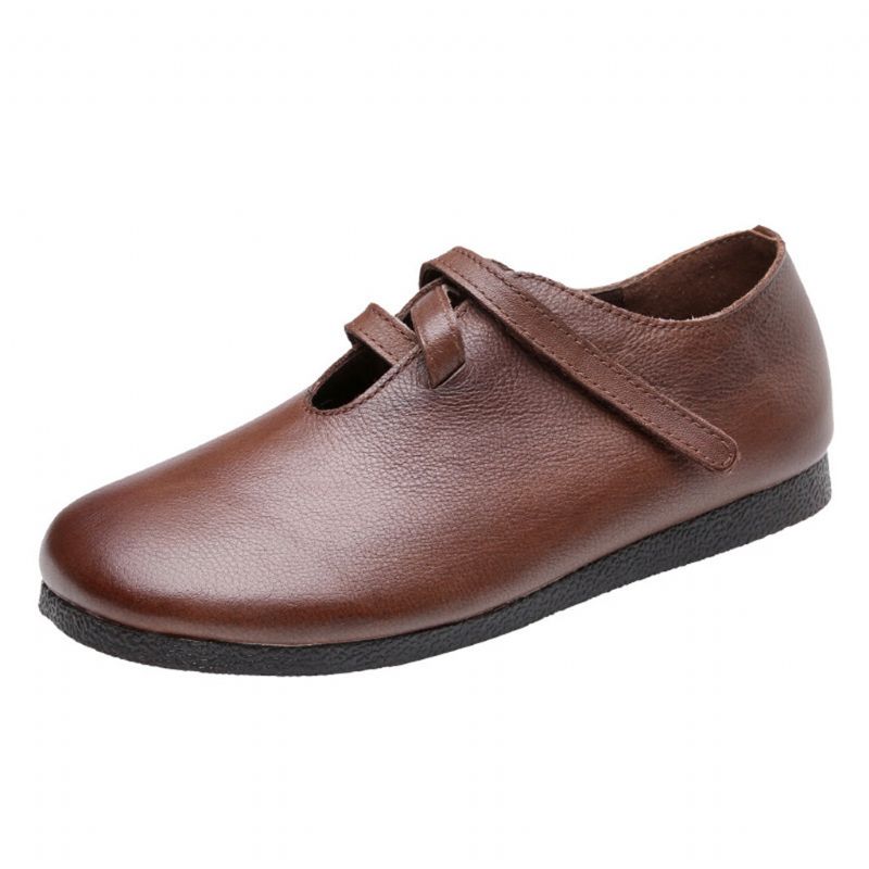 Chaussures Plates Rétro Confortables En Cuir | Chaussures Cadeaux