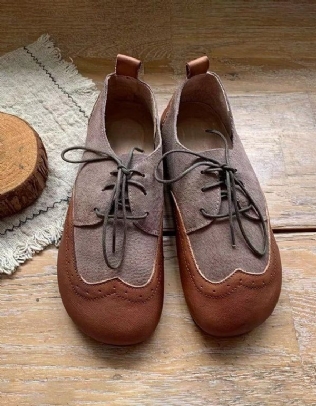 Chaussures Plates Rétro De Style Oxford Faites À La Main Pour Femmes