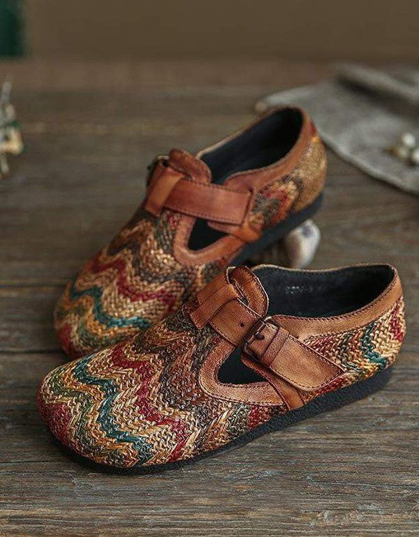 Chaussures Plates Vintage Ethniques Pour Femmes D'automne