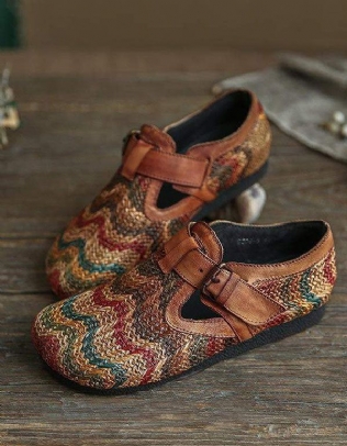 Chaussures Plates Vintage Ethniques Pour Femmes D'automne