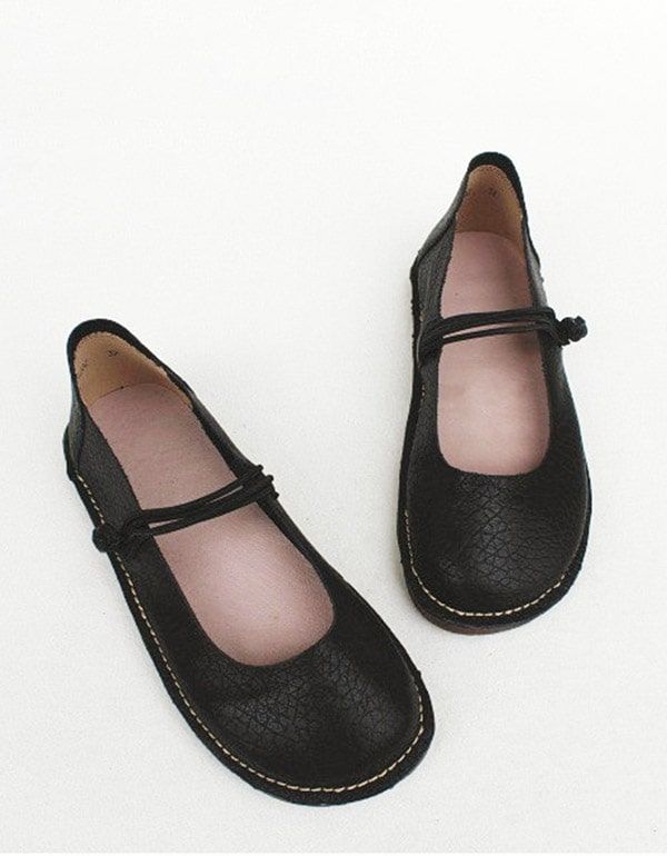 Chaussures Rétro Pour Femmes En Cuir Souple De Printemps