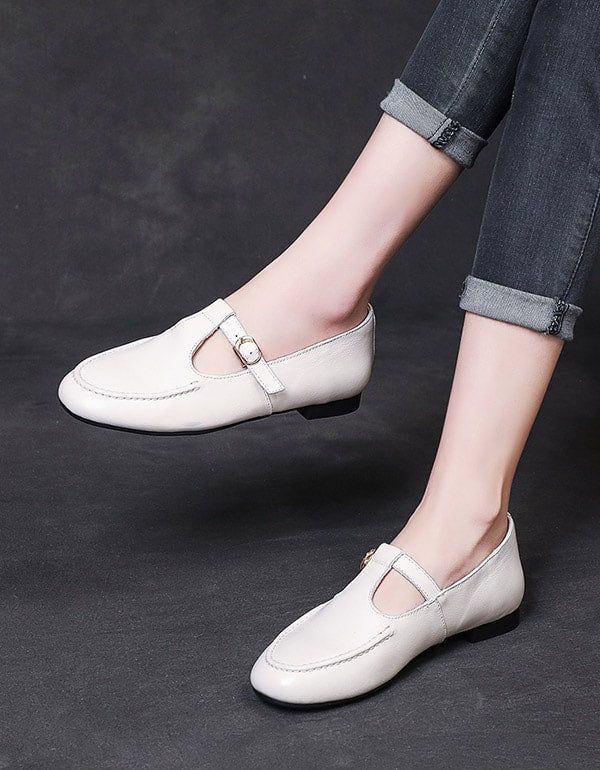 Chaussures De Travail De Style Britannique En Cuir Souple Pour Femmes