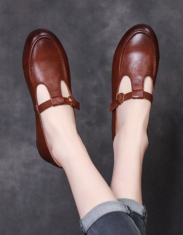 Chaussures De Travail De Style Britannique En Cuir Souple Pour Femmes