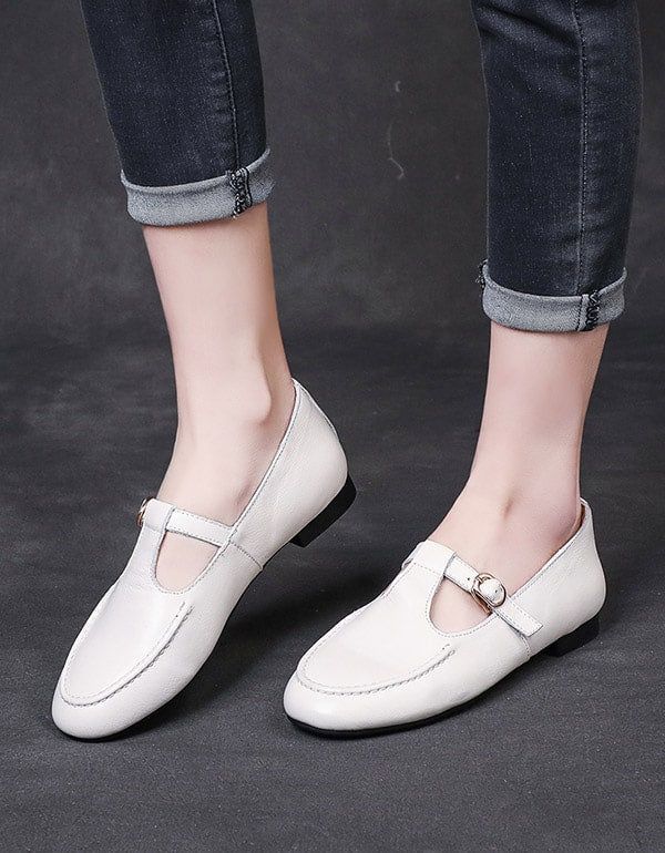 Chaussures De Travail De Style Britannique En Cuir Souple Pour Femmes