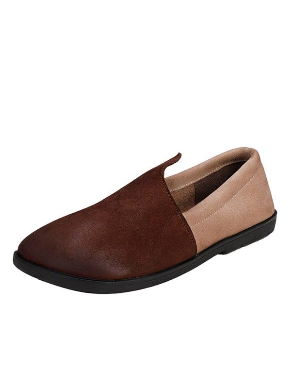 Comfort Retro Leather Suede Flats Pour Femmes