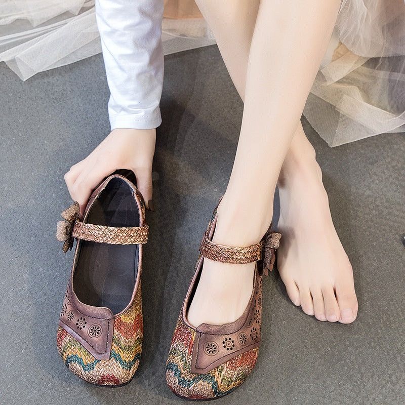 Ethnic Style Flower Handmade Retro Women's Flats