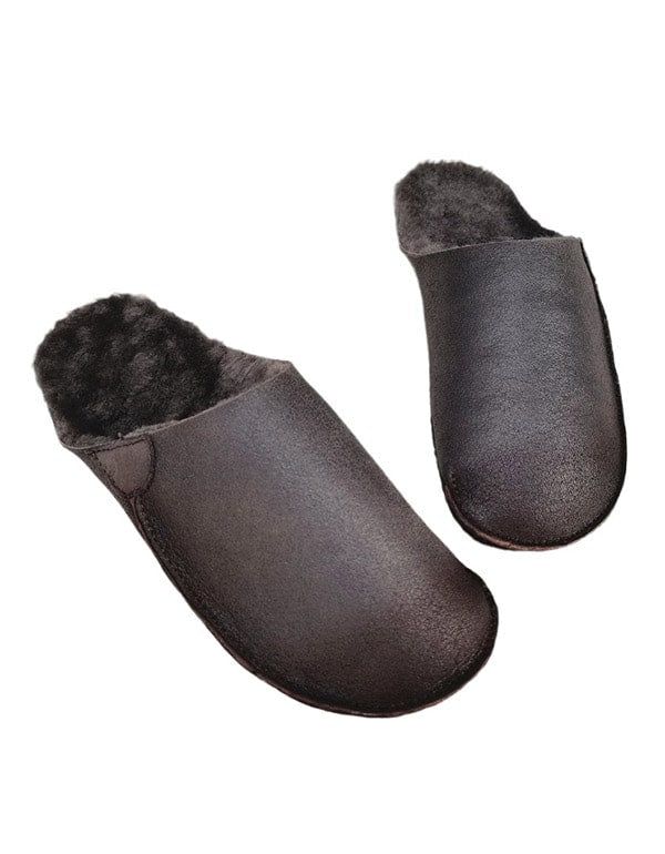 Pantoufles D'hiver En Peluche Antidérapantes En Cuir Souple