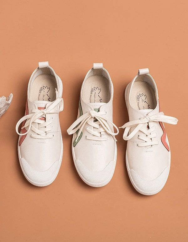 Printemps Automne Femmes Baskets En Cuir Blanc