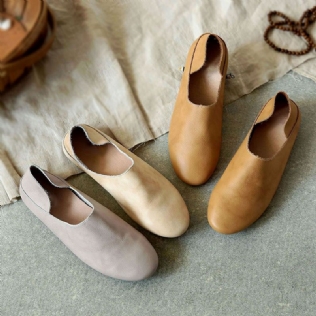 Printemps Eté Chaussures Plates En Cuir À Fond Souple Pour Femmes | Chaussures Cadeaux