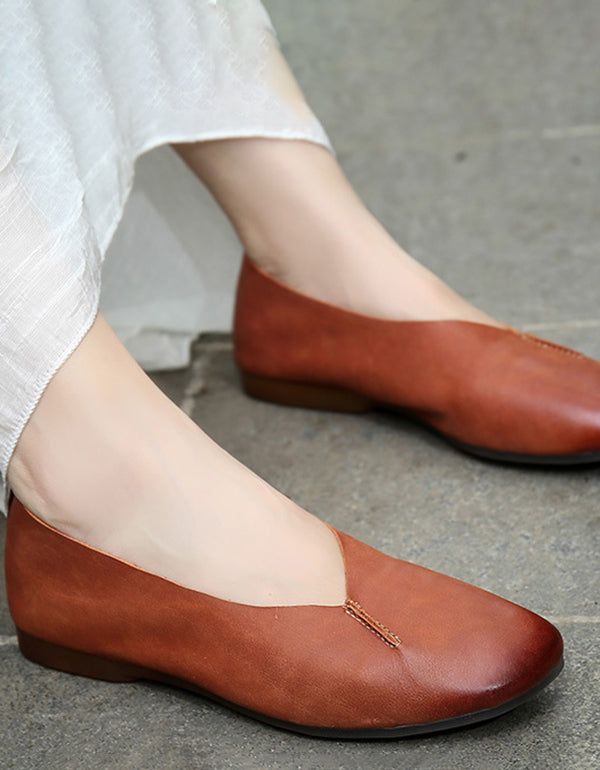 Spring Leather Flats 2022 Tête Pointue