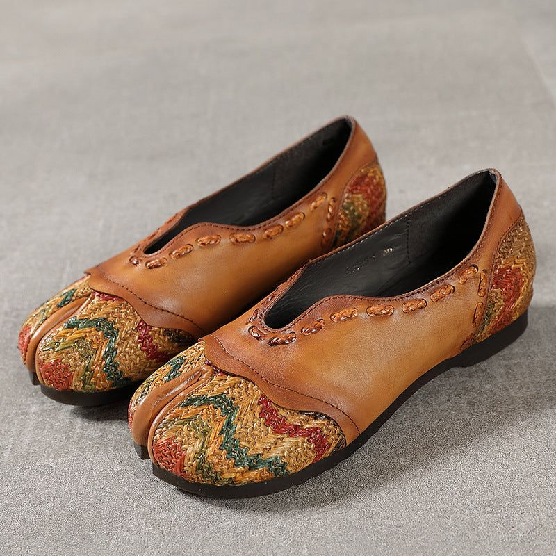 Spring Leather Handmade Clip Toe Flats Pour Femmes