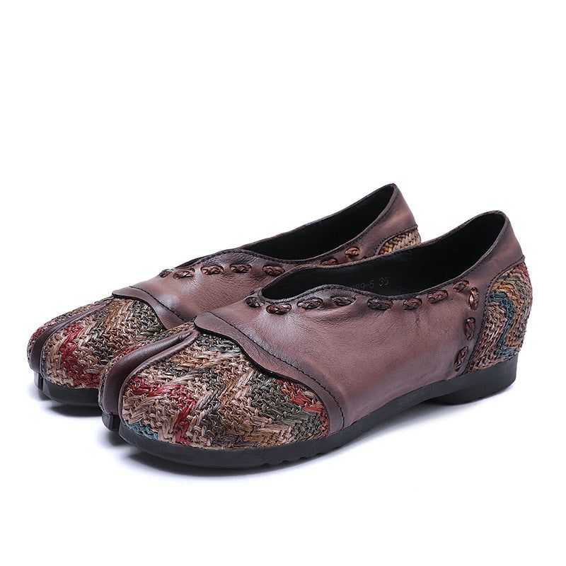 Spring Leather Handmade Clip Toe Flats Pour Femmes