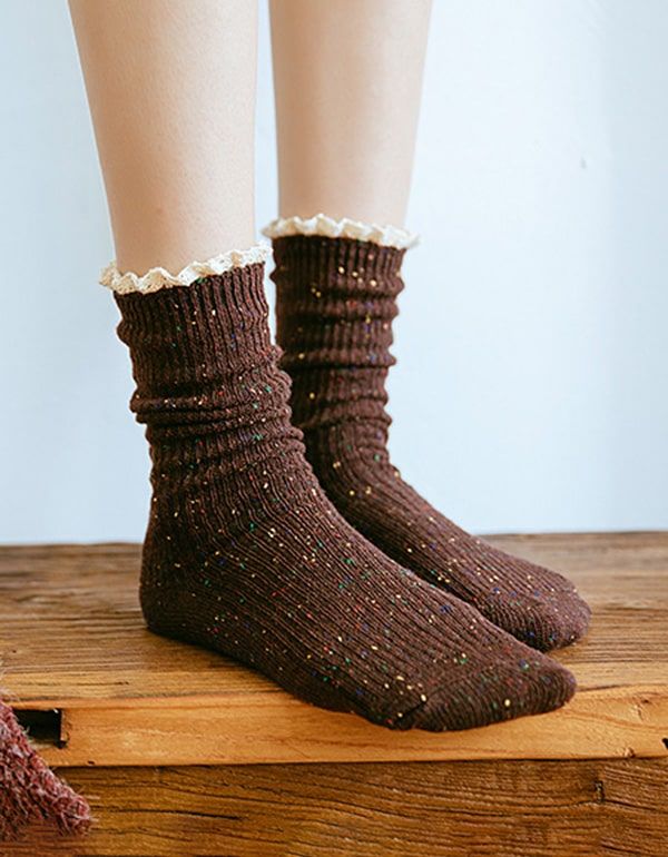 3 Paires De Chaussettes Longues En Coton Rétro Automne-hiver