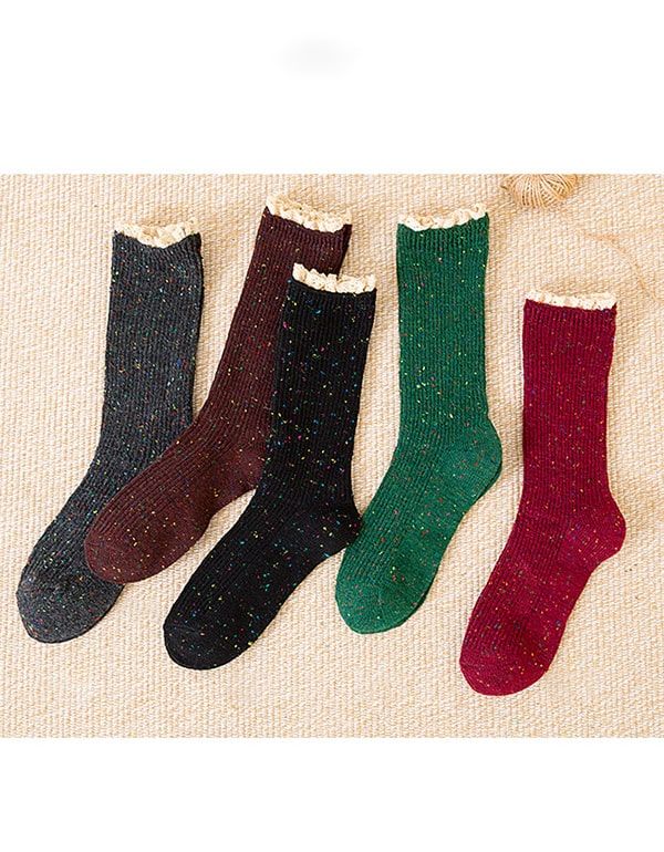 3 Paires De Chaussettes Longues En Coton Rétro Automne-hiver