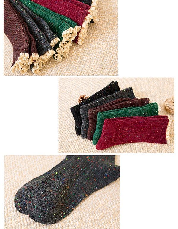 3 Paires De Chaussettes Longues En Coton Rétro Automne-hiver