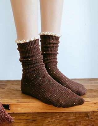 3 Paires De Chaussettes Longues En Coton Rétro Automne-hiver