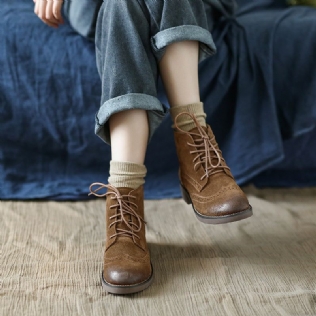 Bottes Oxford Vintage En Cuir Véritable Et Daim