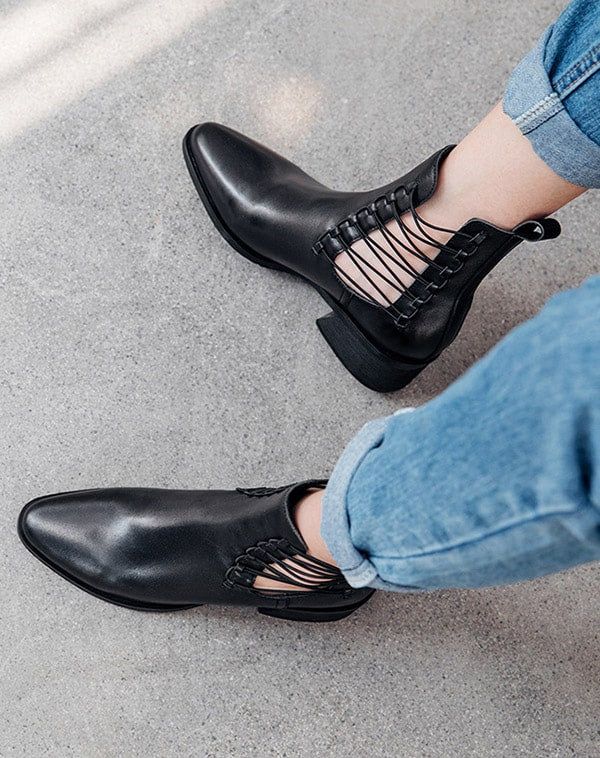 Bottines Chelsea À Talons Épais En Cuir Tendance