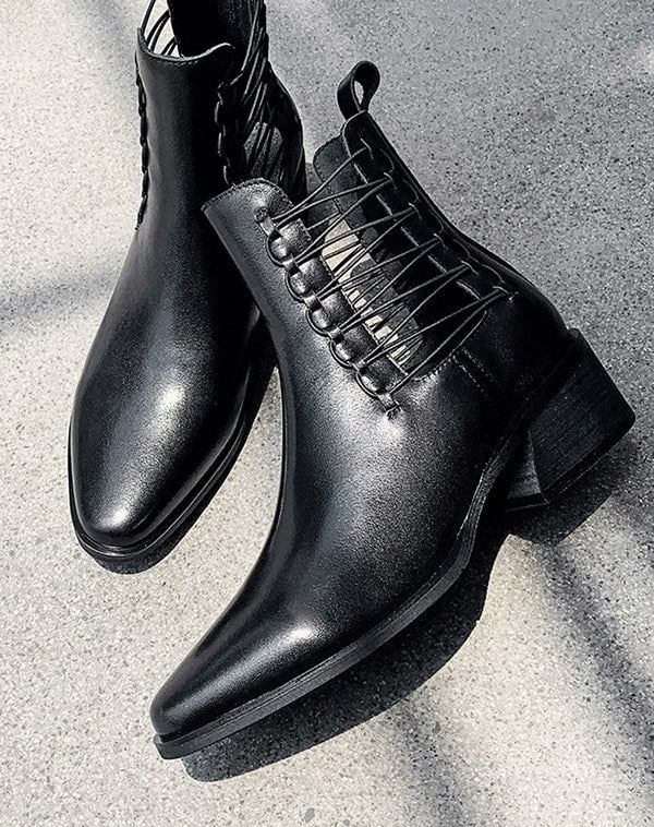 Bottines Chelsea À Talons Épais En Cuir Tendance