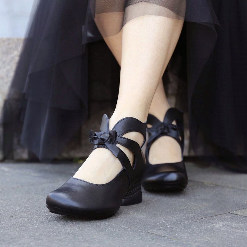 Chaussures Épaisses Rétro Élégantes En Cuir Pour Femmes | Chaussures Cadeaux