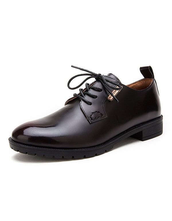 Chaussures Oxford À Lacets 100% Cuir Véritable Faites À La Main