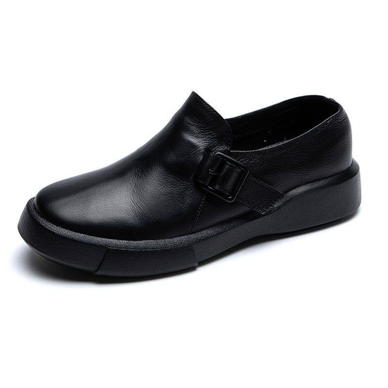 Chaussures Plates En Cuir Rétro Confortables Pour Femmes 34-42