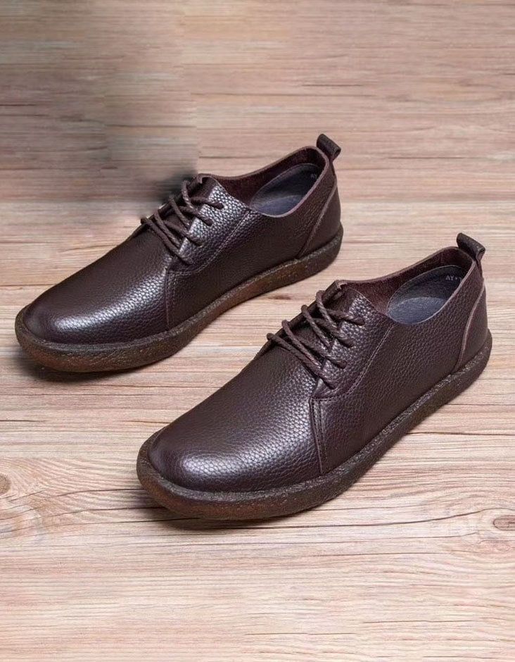 Chaussures Plates En Cuir Rétro À Enfiler En Cuir Souple Pour Hommes