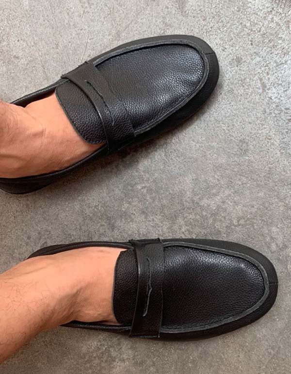 Mocassins Rétro En Cuir Souple Faits À La Main Pour Hommes