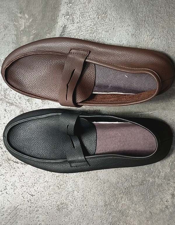 Mocassins Rétro En Cuir Souple Faits À La Main Pour Hommes