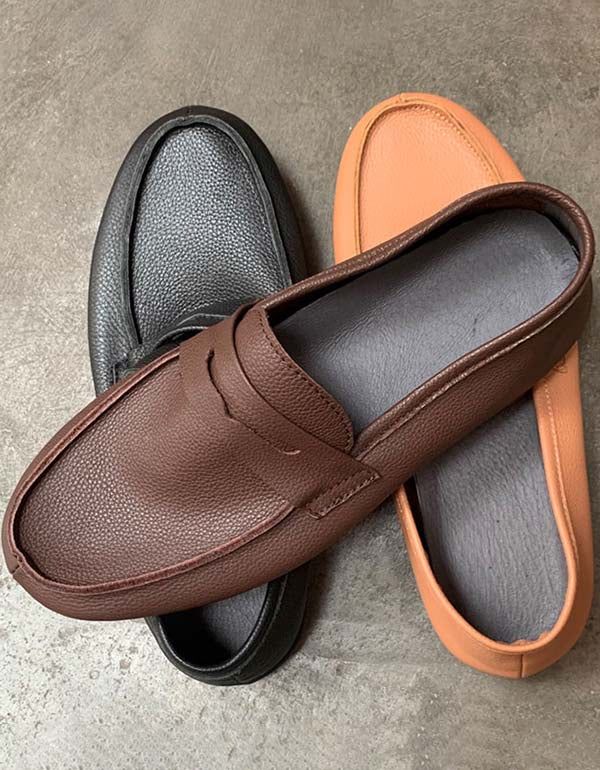 Mocassins Rétro En Cuir Souple Faits À La Main Pour Hommes