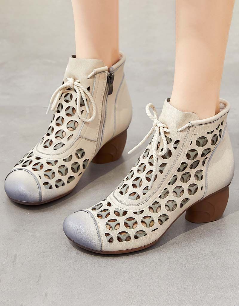 Spring Handmade Retro Hollow Cheville Bottines