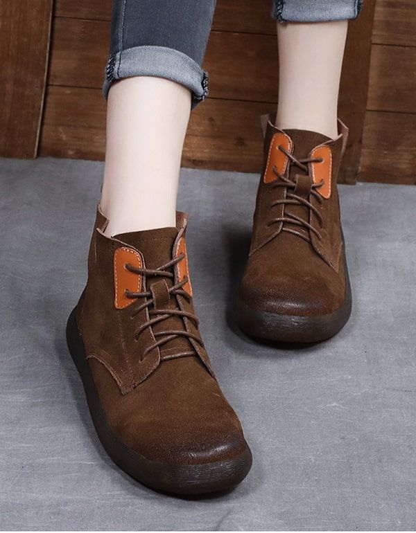 Bottes Courtes Confortables En Daim Printemps Automne