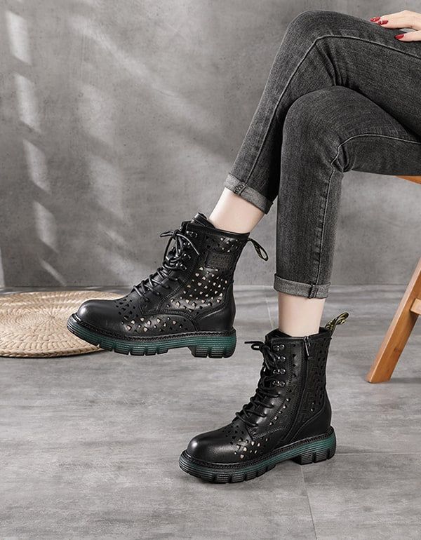 Bottes Martin En Cuir Rétro Printemps-été