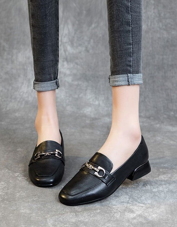 Chaussures Pour Femmes En Cuir Rétro Confortables De Printemps