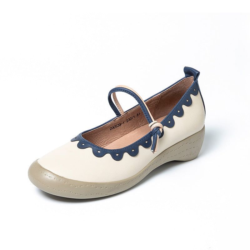 Chaussures Plates Pour Femmes En Cuir Confortables De Printemps