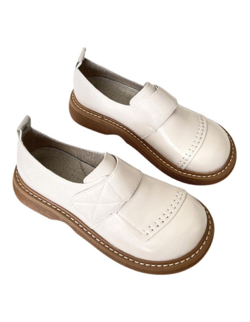 Chaussures Retro Velcro Cuir Lisse Printemps