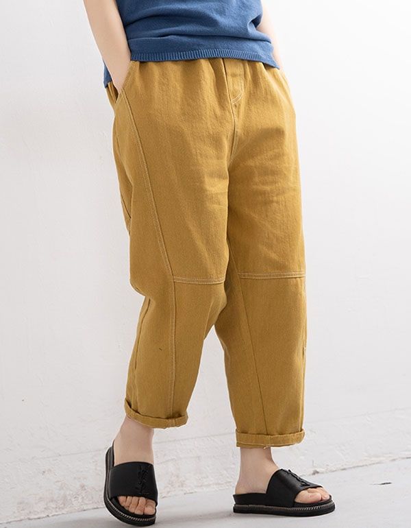 Pantalon En Denim Ample À Taille Élastique De Printemps