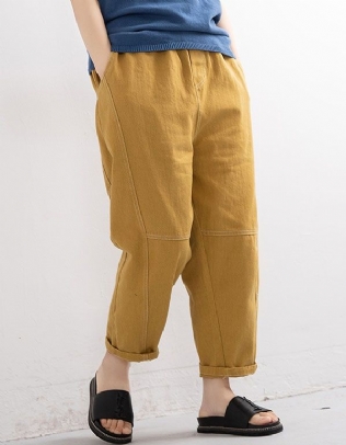 Pantalon En Denim Ample À Taille Élastique De Printemps