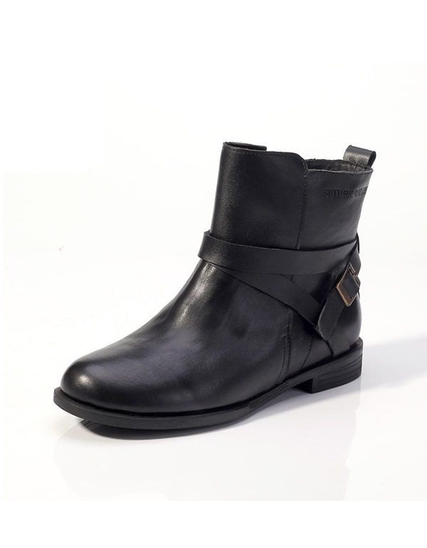 Printemps Automne Bottines Fait Main Noir