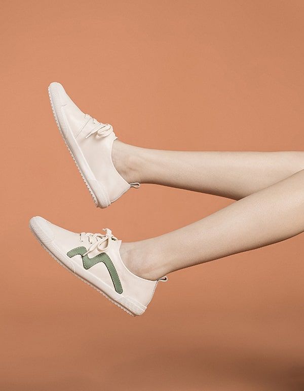 Printemps Automne Femmes Baskets En Cuir Blanc