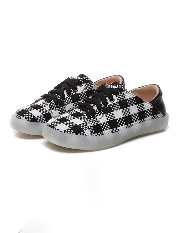 Printemps Automne Plat Vintage Plaid Casual Chaussures