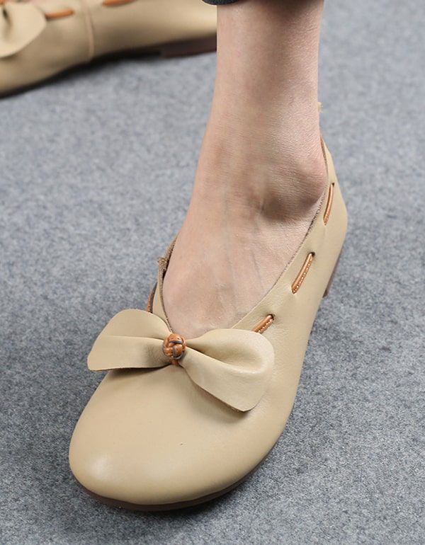 Printemps Été En Cuir Souple Bowknot Flats