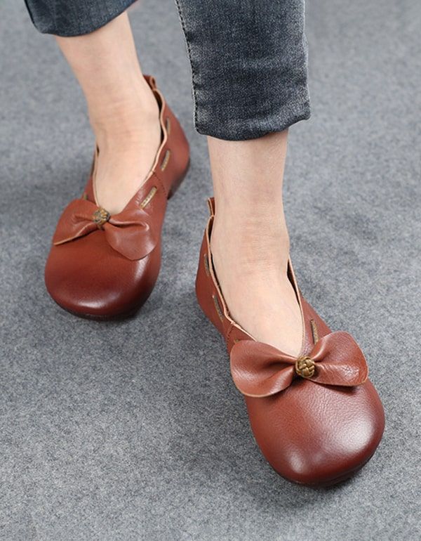 Printemps Été En Cuir Souple Bowknot Flats