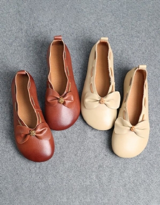 Printemps Été En Cuir Souple Bowknot Flats