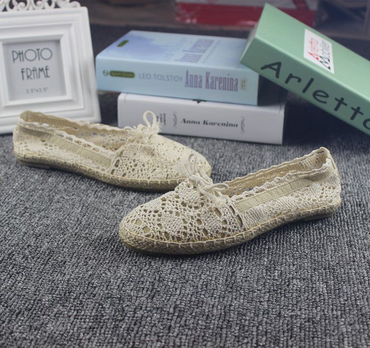 Printemps Été Dentelle Lin Loisirs Chaussures Décontractées Pour Femmes