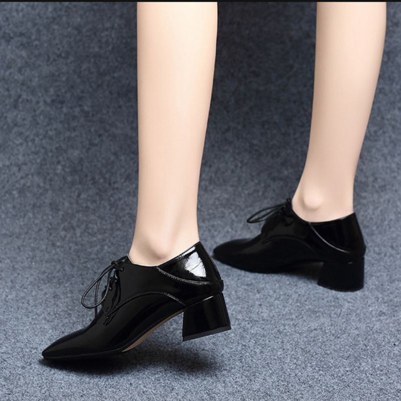 Spring Fashion Chunky Heel Pointed Women Work Shoes