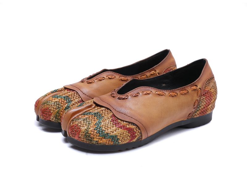 Spring Leather Handmade Clip Toe Flats Pour Femmes