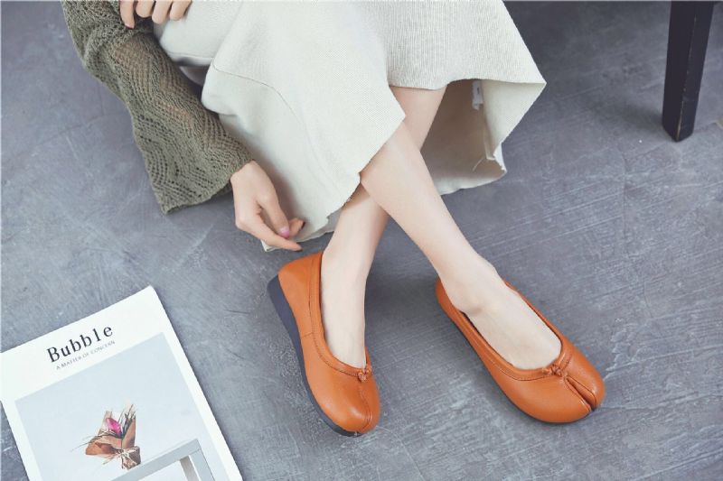 Spring Women Leather Retro Flats