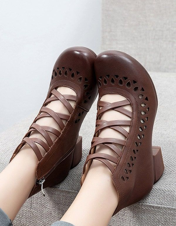 Summer Spring Cross Strap Vintage Chunky Chaussures